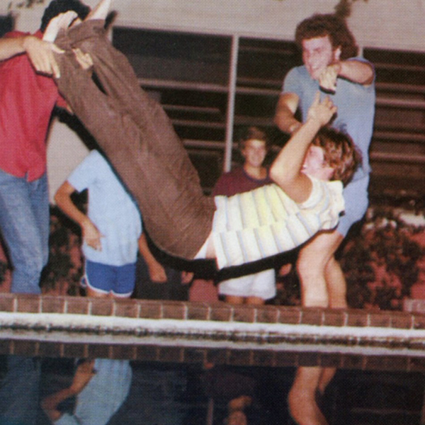students jumping