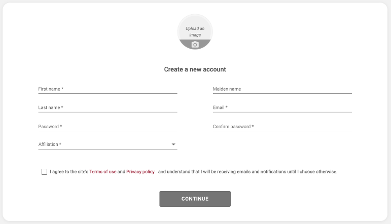 Profile completion screen for Engage.CMC.