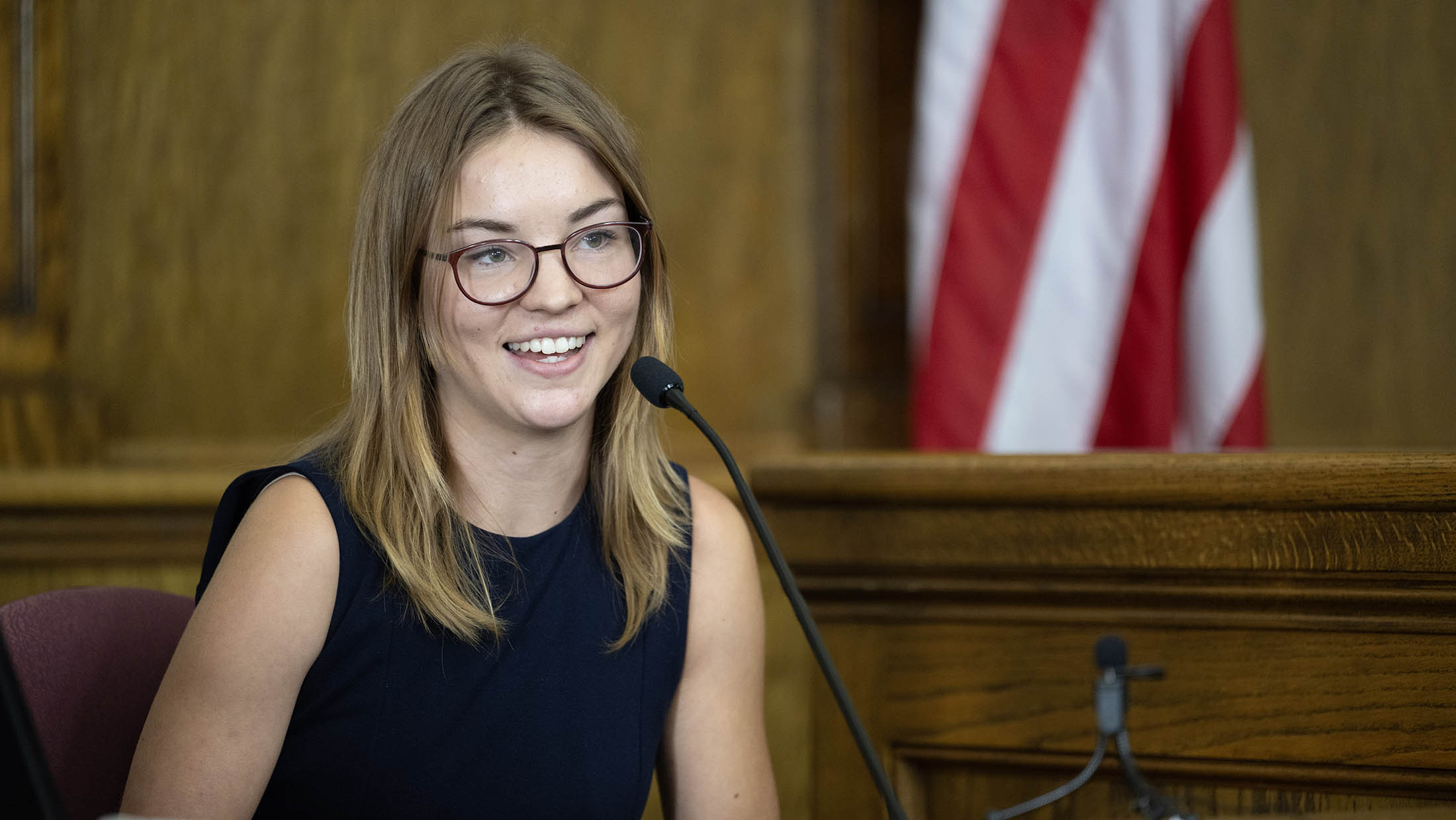Claire Vlases ’25 in court.
