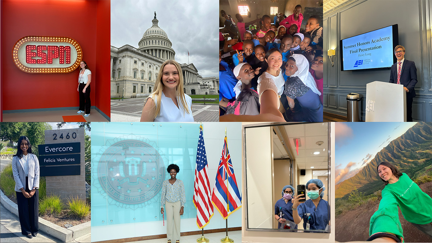Students at their respective Sponsored Internships and Experiences programs.