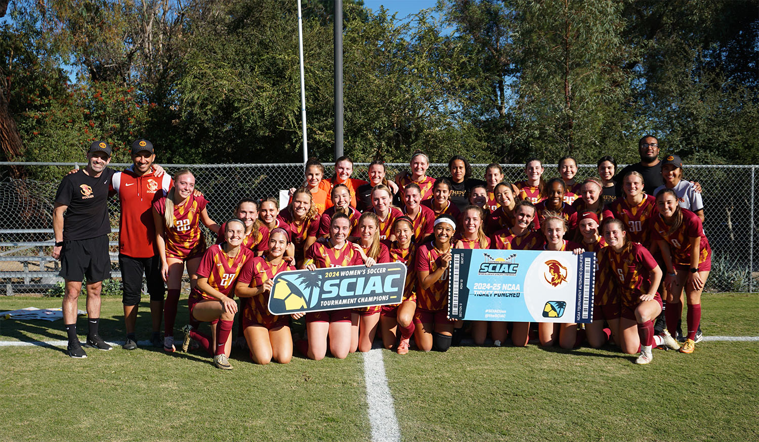 The CMS women's soccer team after their win over Pomona-Pitzer.