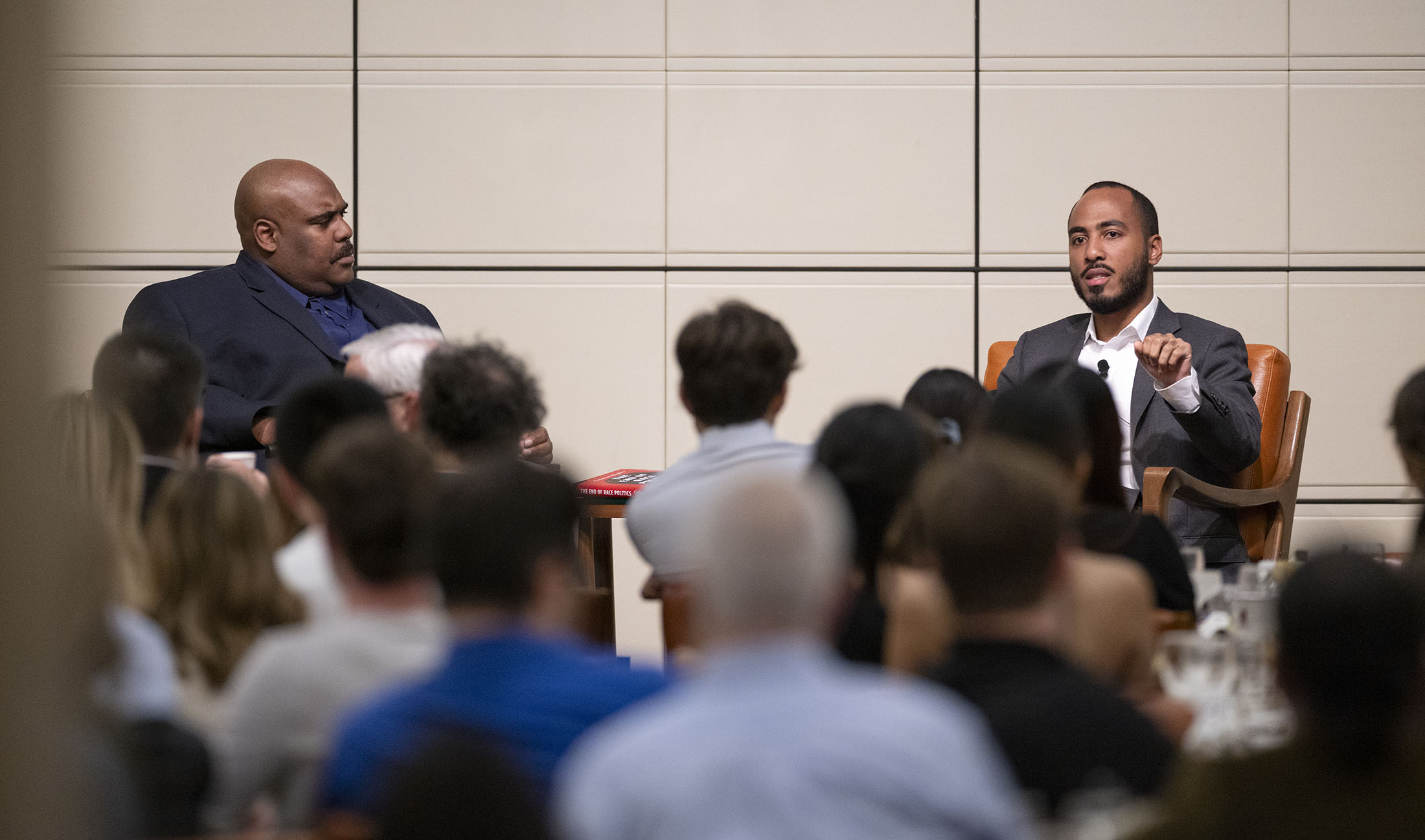 Prof. Fortner and Coleman Hughes in discussion at the Ath