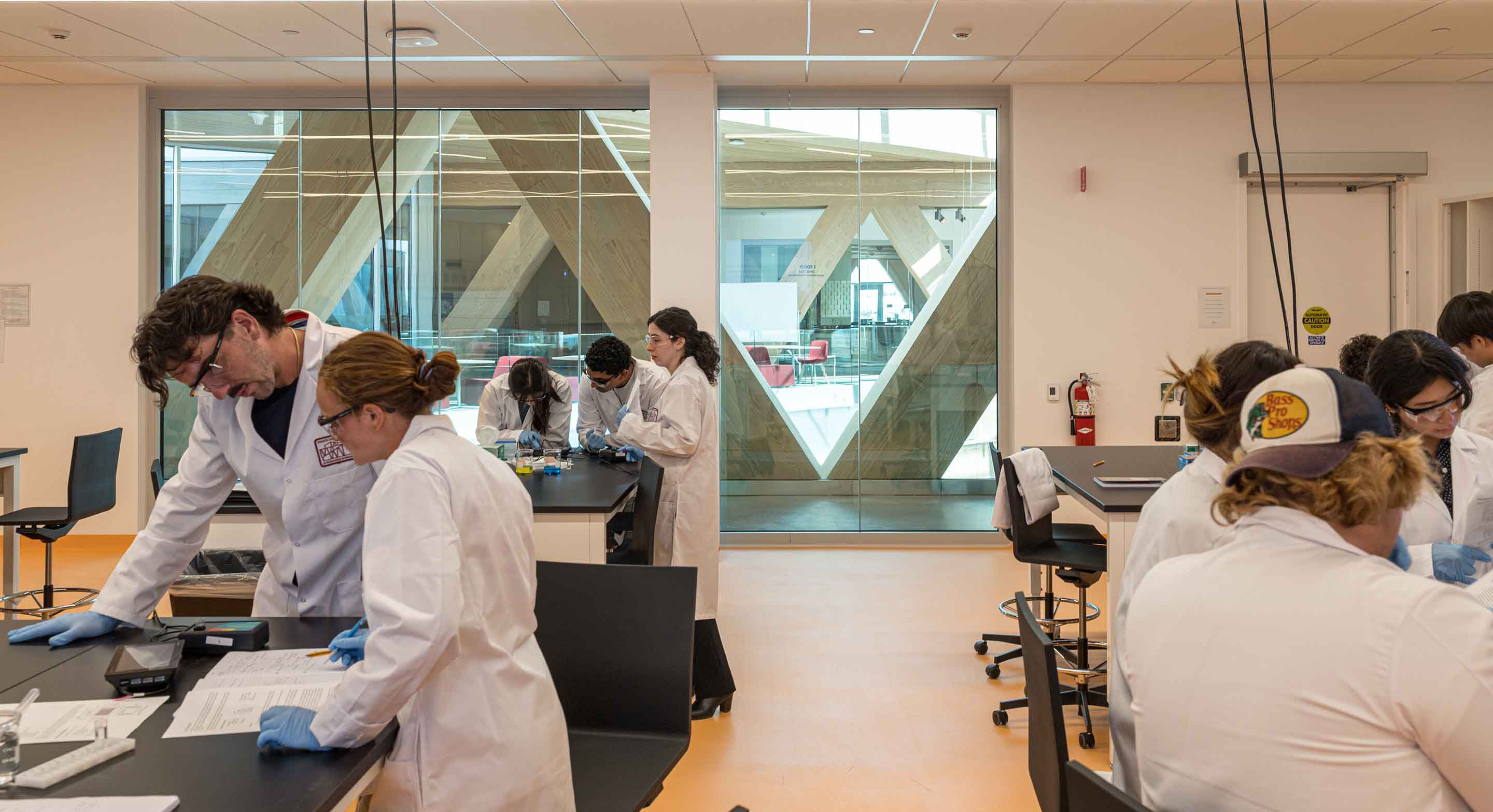 Busy lab at the Robert Day Sciences Center.