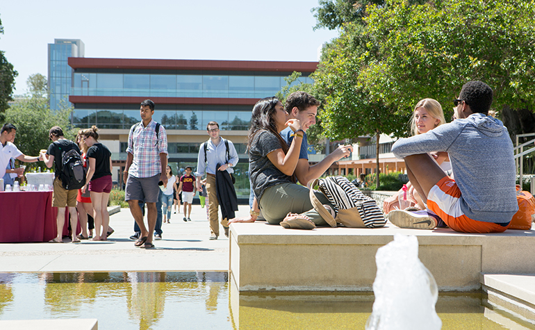 Students at Flamson Plaza