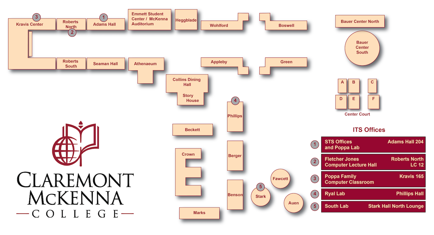 Map of computer labs on campus