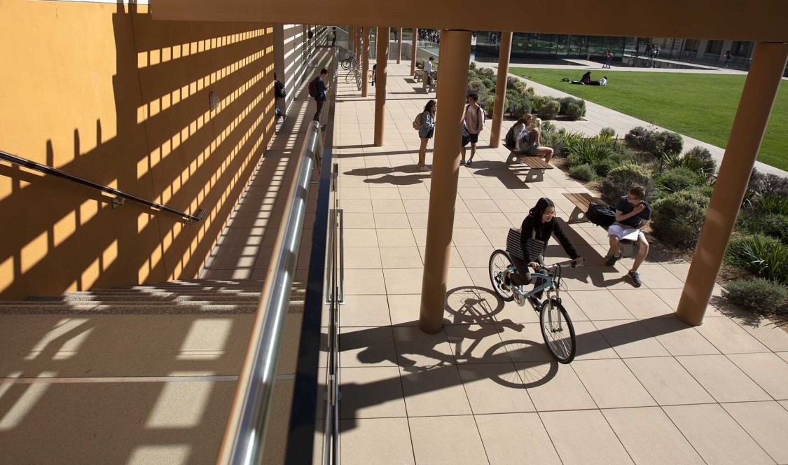 CMC campus with bike and shadows