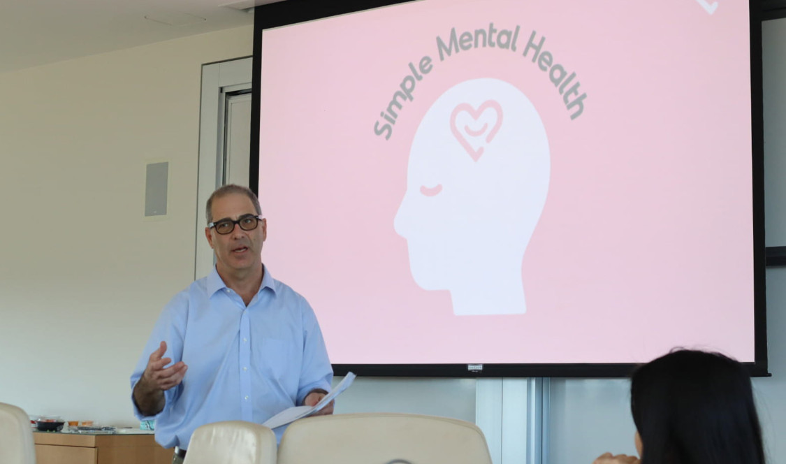 Adam Nemer at teaching Berger students about mental health.