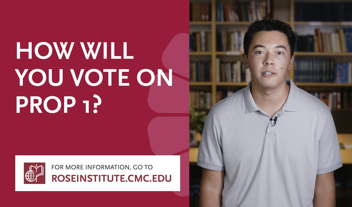Graphic with student for Rose Institute Video Voter series