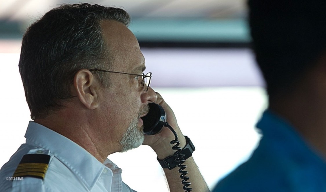 (Sony Pictures) Tom Hanks in director Paul Greengrass's "Captain Phillips," which recalls the 2009 real-life hijacking of a U.S. container ship by Somali pirates. Anti-piracy is a topic anchoring a forthcoming book by John Clark Levin '12 and profess