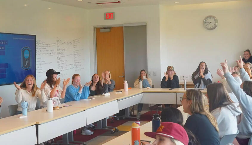 The CMS women's lacrosse team reacts to its NCAA selection