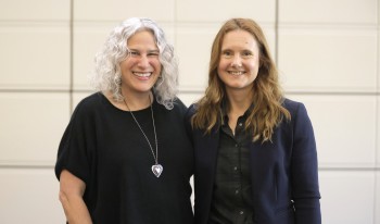 Heather Antecol, Vice President of Academic Affairs and Dean of the Faculty (pictured left), led the faculty installation ceremony for Professor Branwen Williams.