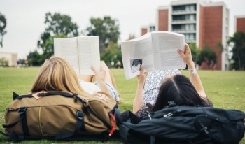 Students studying on Parents Field