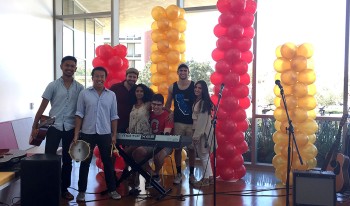 Artists and musicians during Student Art Showcase