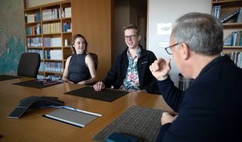 Professor meets with students