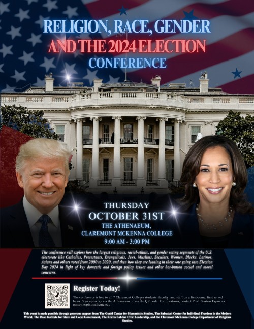 Poster for Religion, Race, Gender, and the 2024 Election Conference