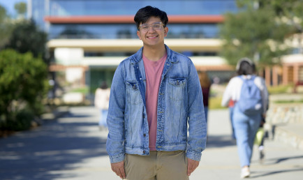 Jim Sangsvang standing on CMC's campus