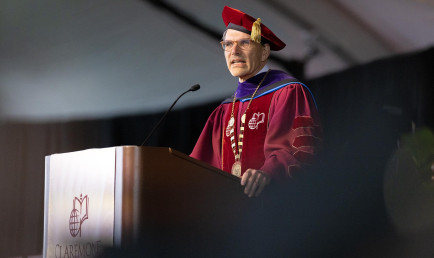 President Hiram Chodosh speaking at Commencement 2025