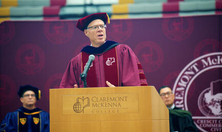President Will Dudley speaking during Convocation
