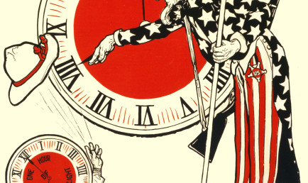 Uncle Sam celebrating passage of daylight saving time bill