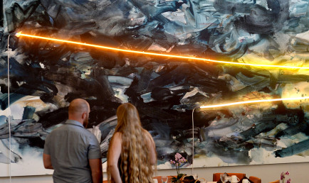 Mary Weatherford painting in the Ath