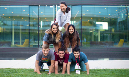 Students on the lawn