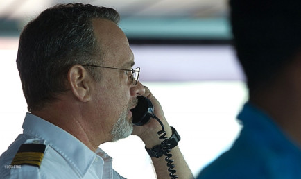 (Sony Pictures) Tom Hanks in director Paul Greengrass's "Captain Phillips," which recalls the 2009 real-life hijacking of a U.S. container ship by Somali pirates. Anti-piracy is a topic anchoring a forthcoming book by John Clark Levin '12 and profess