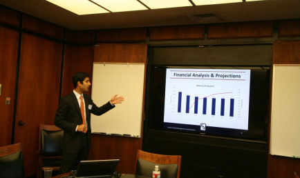 RDS student Ankit Sud presents during the inaugural RDS Pitch Day.