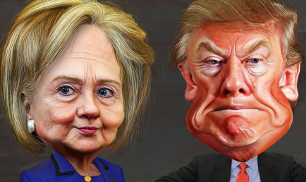 Clinton Trump caricatures