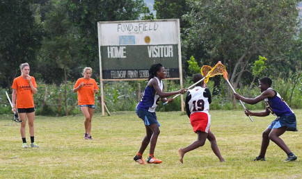 Lacrosse practice in Uganda