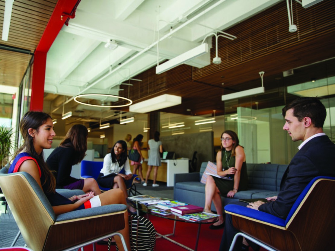 Students confer in the Student Opportunity Center (photo by Milan Reed '11)