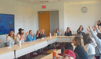 The CMS women's lacrosse team reacts to its NCAA selection